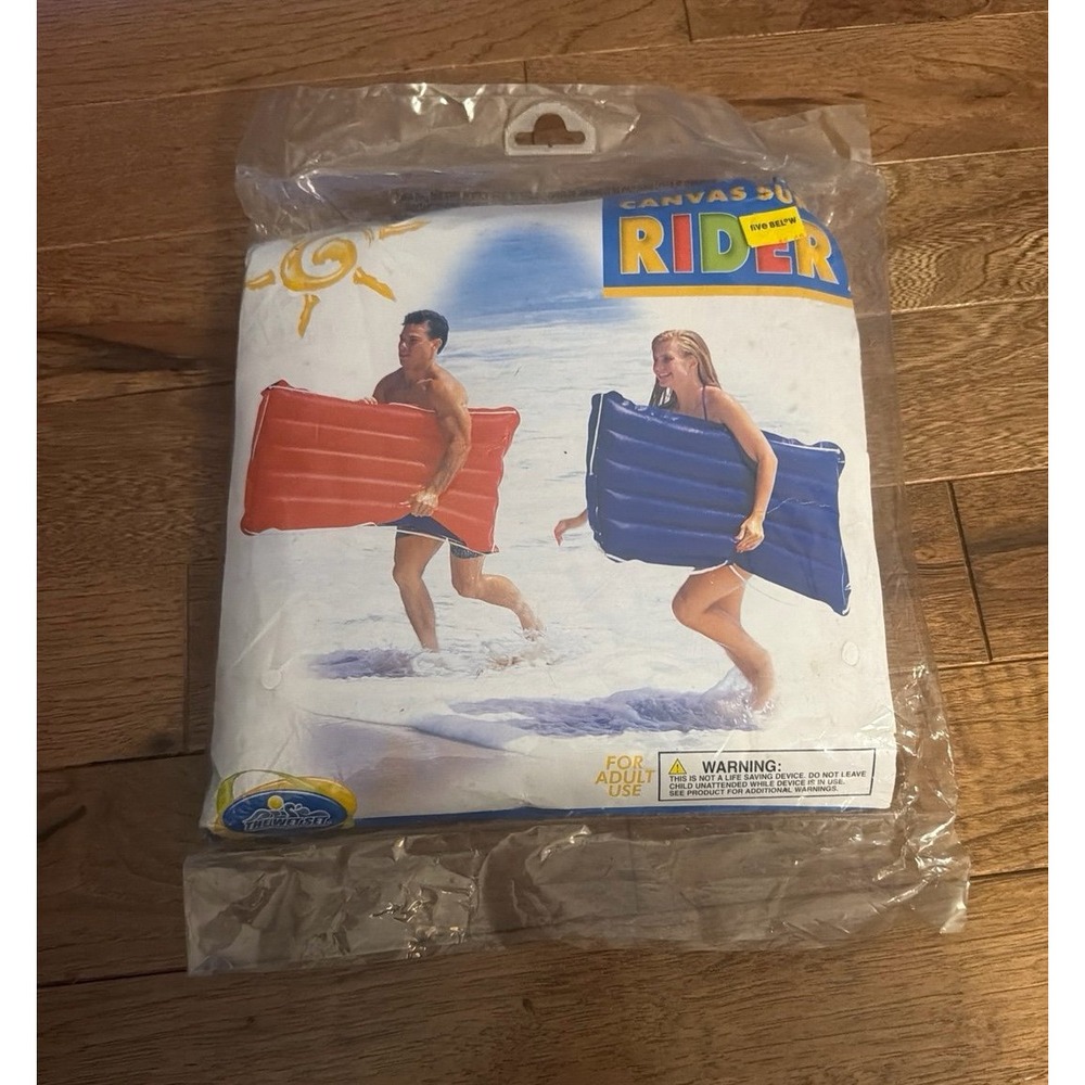Vtg Intex Canvas Surf Rider Pool Float Inflatable Raft 45x29 inch  Red New